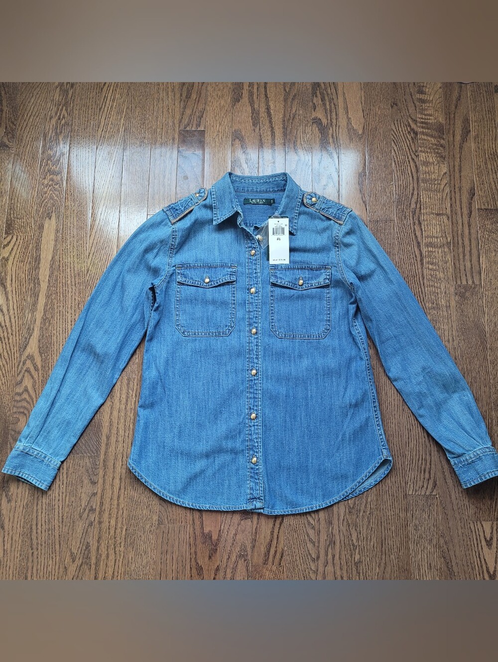 Lauren Ralph Lauren Light Blue Denim Button-Down Shirt